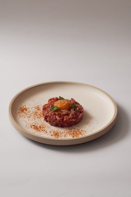 Beef tartare with egg yolk